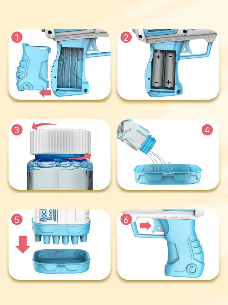 Bolha de sabão -Pistola automática para crianças, 60 Buracos.