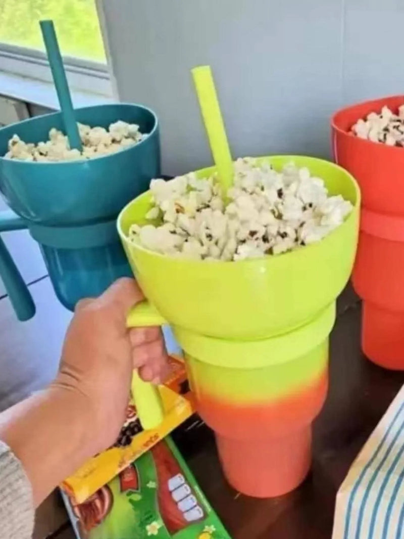 Kit cinema - Copo com canudo e porta pipoca